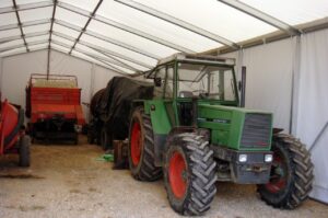 Covered storage for agricultural equipment